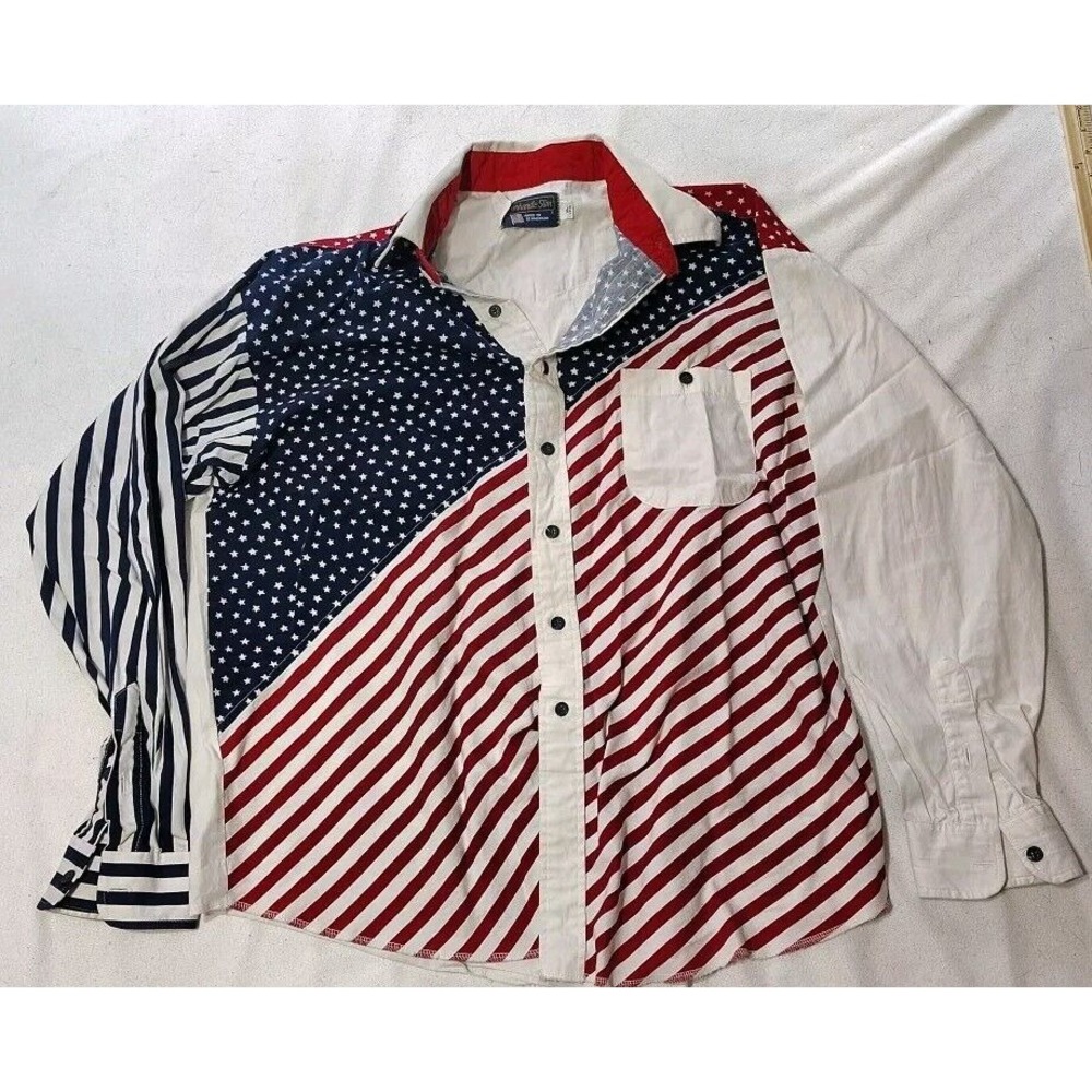 Panhandle Slim Patriotic‎ Cowboy  Western Men's Shir Size Large US Flag M